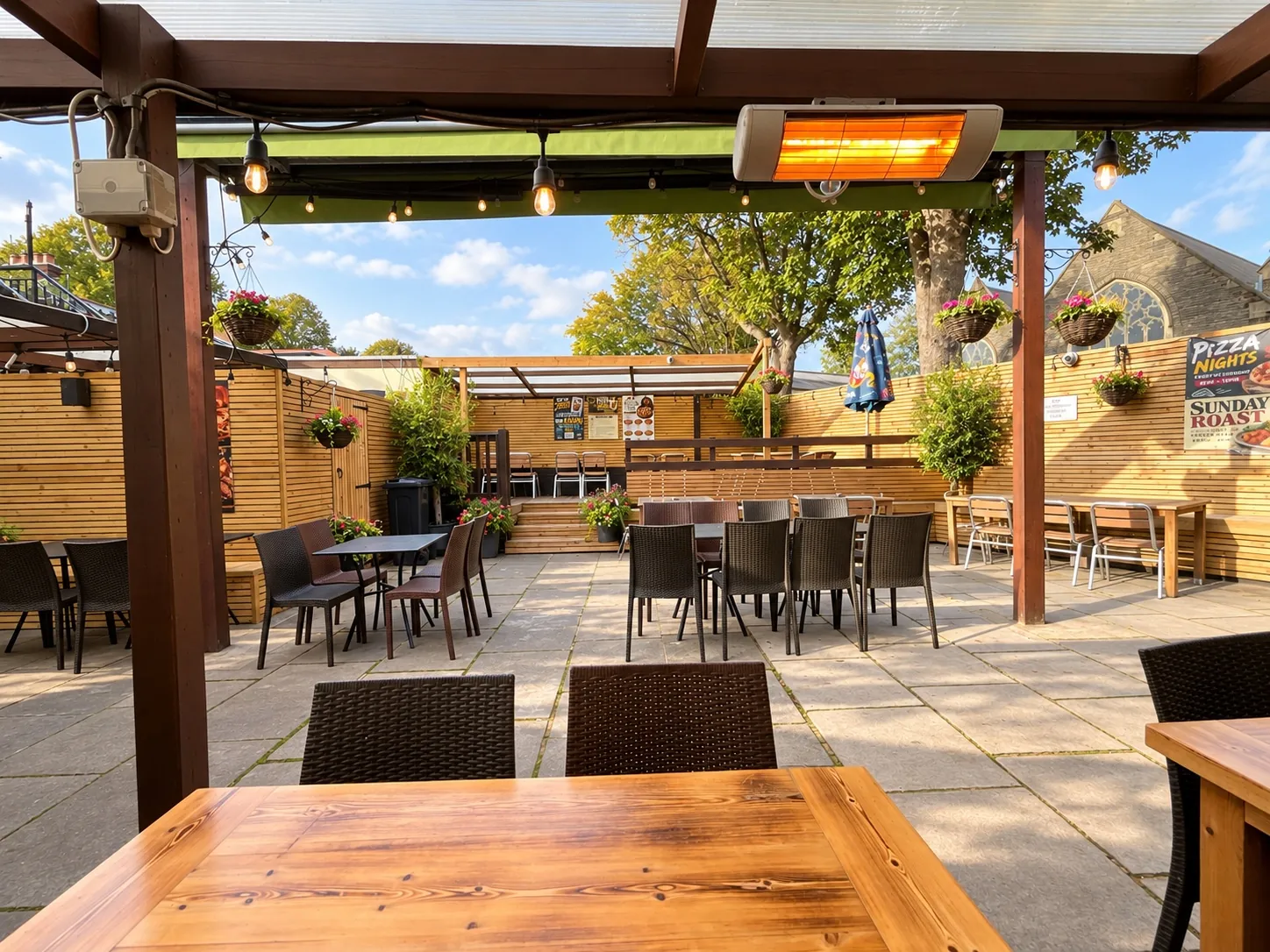 The Robin Hood's open-air garden seating